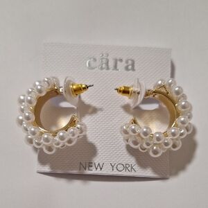 Cara Gold and Pearl Hoop Earrings